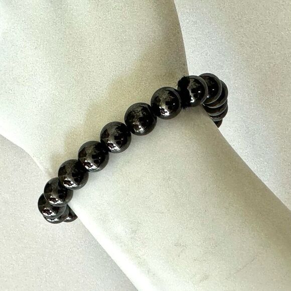 Hematite beaded stretchy bracelet - Picture 4 of 7